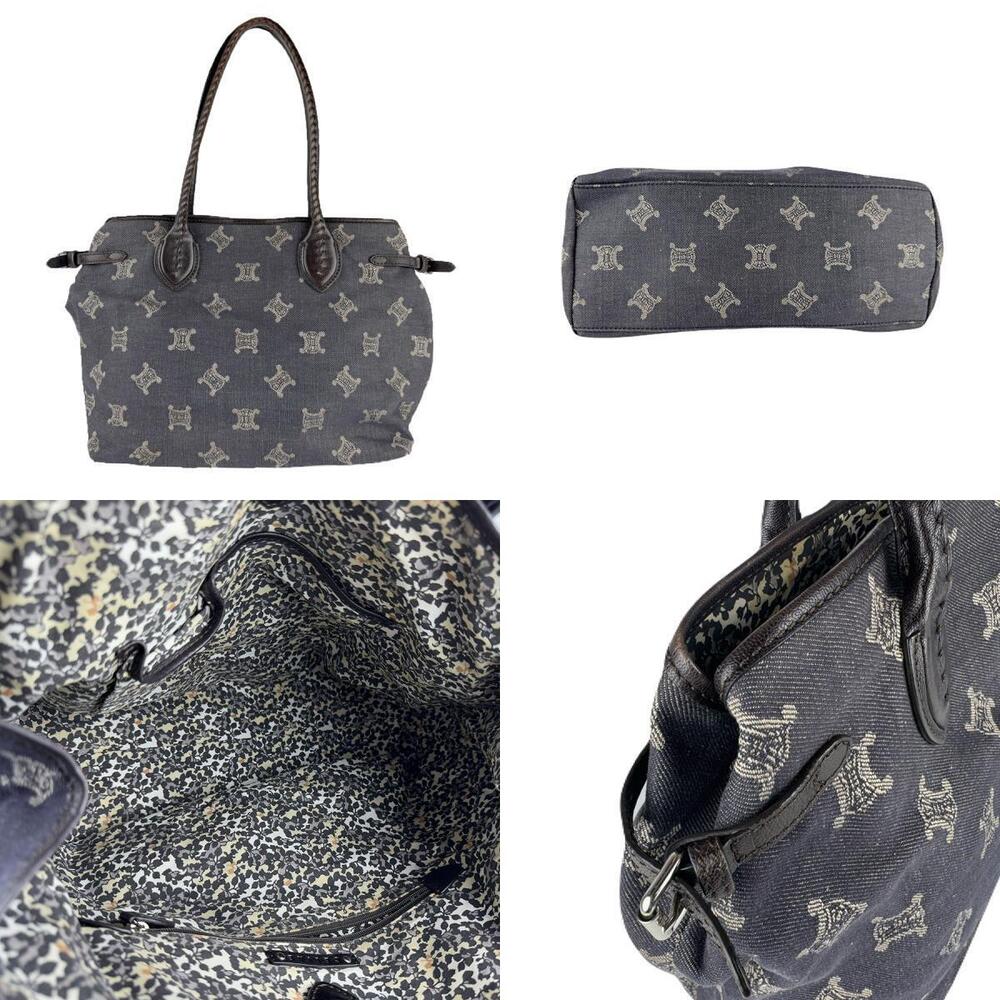 Celine shoulder bag denim leather Indigo Blue brown - Picture 3 of 4